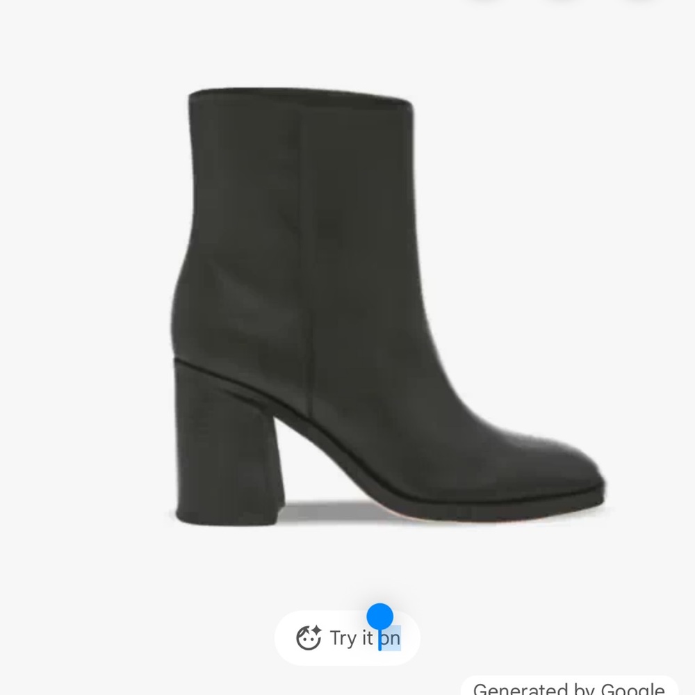 Marc fisher black genuine leather chunk heel  boots 10M